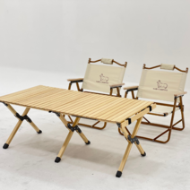 NABI CAMPING 접이식 의자 우드 테이블 캠핑 세트, 테이블 의자4p