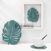 인조 야자수 하와이 루아 파티 웨딩 장식용 인조 야자수 잎 컵 패드 열대, 02 S