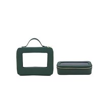 파우치 Forest Oxygen 가죽 트래블 코스메틱 백 세트 컬러풀 클래식 휴대용 클리어 PVC TPU 워시 Color Burgundy set