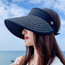 얍플레이 러블리 라피아햇 돌돌이 썬캡모자 자외선차단 선캡 햇빛차단 여자챙모자 여성 밀짚