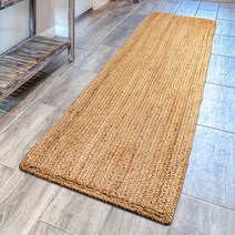 정품 Signature Loom 수제 팜하우스 주트 액센트 러그 (91.4cm(3피트) 원형) - 부드럽고 편안한 황마 부분 평화와 휴식을 선사하는 천연 거실용, 2x12