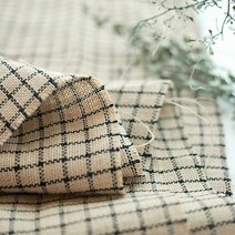 대폭)린넨(황마)심플선염체크#블랙