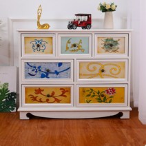 북유럽원목거실장 빈티지 감성 인테리어 선반형 다이, 블루 60 x 35 x 91CM