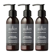 수킨(Sukin) 수킨 오일 발랜싱 플러스 챠콜 퓨리파잉 젤 클렌져 125mlX 3개, 1세트, 375ml