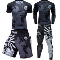 주짓수 도복 rashguard mma 압축 티셔츠 + 바지 스포츠 정장 킥복싱 무에타이 반바지 bjj 주짓수 셔츠 훈련 권투 의류 세트