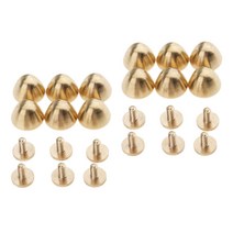 GHSHOP 12 조각 황동 스파이크 콘 스터드 리벳 프레스 핀 DIY 가죽 공예 12x9mm, 솔리드 황동, 황금