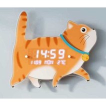 고양이 귀여운 아이방 캐릭터 벽시계 무소음 선물 전자, L사이즈37.5x33cm