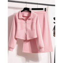 여성 캐주얼 운동복 긴팔 지퍼 카디건 및 스커트 세트