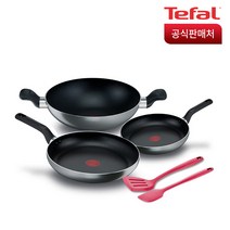 테팔 쿡웨어 5종세트(매트 그레이 프라이팬24+28+웍28+실리콘 뒤집개+조리주걱), 단일속성