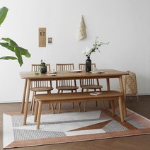 오크 N1형 식탁/테이블 세트 : 화이트오크 1800, 없음