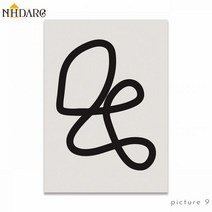 북유럽 블랙 화이트 추상 캔버스 인쇄 심플한 아트 페인팅 라인 드로잉 벽 그림 현대 방 홈 인테리어, 60x90cm No Frame