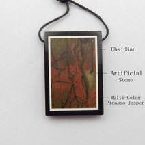 비즈공예 원석 준보석 천연석 멀티 컬러 피카소 재스퍼 흑요석 펜던트 비드 37x26x6mm 14g 패션 주얼리 목, 한개옵션0