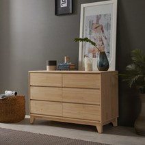 [장인가구] 모닝 편백나무원목 6서랍 와이드 서랍장, 색상:내츄럴