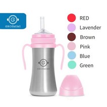 그로미미 스테인레스 유아 빨대컵 200ml, 레드, 1개