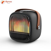 Apnoo 휴대용 3D-PTC 시뮬레이션 불꽃 전기히터 LED 온풍기, 그레이, 2In1-800W