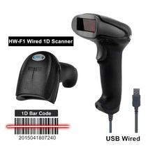 HW-F1 휴대용 무선 블루투스 바코드 스캐너 리더 POS 및 인벤토리, 01 Black 1D Wired
