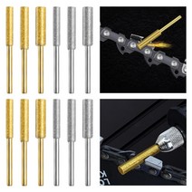 1510pcs 다이아몬드 코팅 원통형 버 44.85.5mm 전기 톱 숫돌 파일 체인 연삭 도구, 03 10pcs_01 Gold_02 4.8mm
