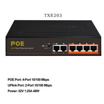 POE 스위치 기가비트 TEROW Link TE204 5/6/8/10 포트 10/100Mbps 4 + 2 카메라 용 VLAN 전원 공급 장치가 있는 고속 이더넷, TXE203