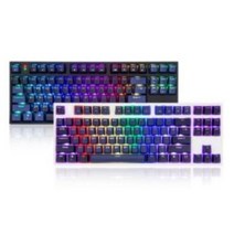 한성컴퓨터 TKL 게이트론 RGB 기계식 유선키보드 갈축, 화이트 황축, GK687, 텐키리스