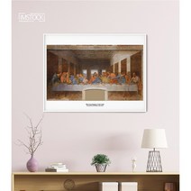 아이엠스톡 인테리어 액자 명화 레오나르도 다빈치 최후의 만찬 종교042 원목 캔버스액자, 화이트원목