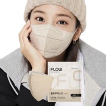 플로우 모델 설인아 이지핏 새부리형 마스크 KF94 대형, 베이지, 25매