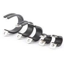 304 스테인레스 스틸 고무 라이닝 P 클립 케이블 장착 호스 파이프 클램프 2 피스, 03 14mm