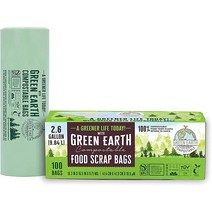 Green Earth Compostable 소형 주방 음식물 쓰레기 봉투 퇴비통 호환 11.35리터 100개 0.71mm 두께 ASTM D6400 미국 BPI 유럽 OK 퇴비 가정, 300 Count (Pack of 1), 2.6 Gallon