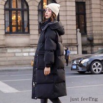 just feel!ng 오버슬립 여성용 겨울 패딩 베이커리 롱코트 캐주얼 여성 점퍼 멋짐폭발구스다운 롱잠바