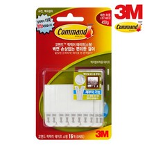 3M 코맨드 찍찍이 테이프 소형 16개 8세트 16X35mm OW+7375EA