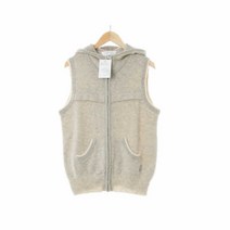 랑방 그레이 무지 울 후드니트베스트 여자 S