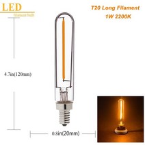 4pcs T20 긴 전구 led 전구 난백 소라 120mm 조광 램프 장식 광원 110V 파이프 거품, 청광-1W-2200K 웜 옐로우, E14 220V