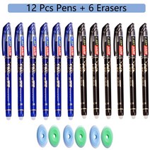 지울 수 있는 젤 펜 세트 85 개 0.5mm 블루 블랙 마찰 쓰기 학교 사무용품 귀여운 문구, [12] 6 Blue 6 Black