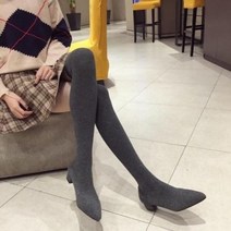 롱부츠 여성부츠 봄가을 통굽 봄가을 플랫폼 스판 니트 부츠 슬림 부티 기모 부츠 미들 부츠