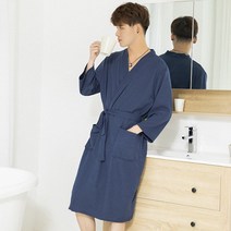 커플 스타일의 목욕 가운 얇은 스타일 여름 호텔 남성 와플 숙녀 한 쌍의 맞춤 잠옷 남성용 긴 잠옷, 사이즈 :  M (추천 체중 80 ~ 120kg), 색상 분류 :  KL1808 네이비 [남성], NONE
