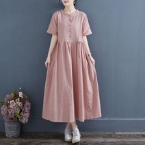 여성 린넨 원피스 빅사이즈 허리끈 오버핏 a라인 캐주얼 여자 봄 여름 가을 반팔 롱원피스 linen dress women JX0794