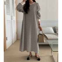 806 스트라이프 원피스/ 탄탄한 분또 A라인 롱원피스/ 뒷면셔링/ -77
