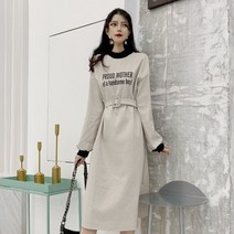 JINGHENG 기모에 도톰한 모직 원피스 추동 2022 코디 상의 루즈핏 미디엄 롱 맨투맨 AFGAS1564123