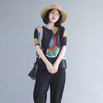 여성용 여름 신작 레트로 슬림 배꼽 7부 티셔츠 데이트룩
