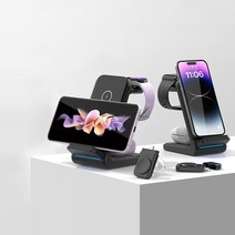 갤럭시워치 애플워치 15W 3in1 고속 무선충전기 YMQ71WD, 블랙, 1개