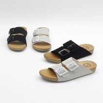 코지 여름 세련된 버클 두줄 스트랩 4cm 슬리퍼