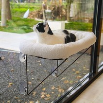 Zakkart 고양이 창문 횃대 - 아래에서 100% 금속 지지 따뜻하고 넓은 반려동물 침대 포함 대형 및 새끼 고양이를 위한 해먹 일광욕 낮잠 전망용(화이트) 425052, White