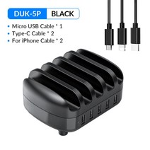 가성비ORICO 5포트 USB 충전기 스테이션 도크 홀더 포함 40W 5V2.4A 케이블 호환 샤오미 공식, 04 5P with Cable_04Plug