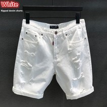 여름 데님 오프 화이트 반바지 찢어진 블랙 하프 진 소 Popurlar 긁힌 고민 플러스 사이즈 38 40 42 바지