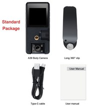 자전거캠 블랙박스 바디캠 Vandlion A39 풀 1080P HD 미니 2500mAh 코더 마운트 소형 180 ° 회전 자전거 스포츠 DV 자동차 DVR 웹, 6.Standard Package - With 128G