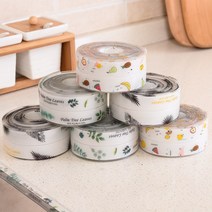 트립인 주방 화장실 싱크대 틈새테이프 만능 곰팡이방지 방수테이프, 1개, 2. 검정나뭇잎(흰색)