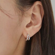 [골드앤디어] 14k 심플 투링 투라인 원터치 귀걸이(10mm)(한쌍)3color