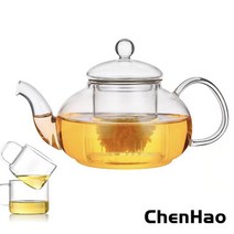 NICHIYOU 직화내열 유리 티포트 + 찻잔 세트, 티포트 600ML+찻잔X2P
