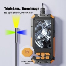 배관내시경카메라 P50 듀얼 렌즈 산업용 내시경 4.5 인치 IPS 스크린 HD 8MM/5.5MM 카메라 9 LED 조명 IP68 방수 32G TF 카드, [03] 10m, [03] 8MM TRIPLE