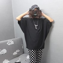 남성 캐주얼 티셔츠입니다2021 남성 반팔 티셔츠 여름 블랙 얇 은 티셔츠 다목 적 박쥐 소매 와 이 드 홍콩 풍 멋 진 청년 패션 유행