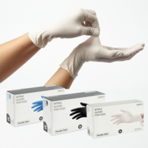 더블세이프 니트릴장갑 식품용 화이트 블랙 블루 의료용 니트릴글러브 100매, 식품용 블랙 L